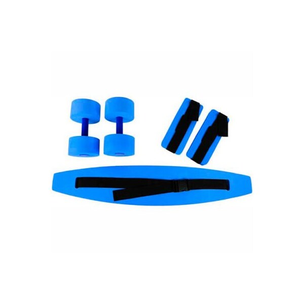 CanDo Deluxe Aquatic Exercise Kit (Jogger Belt, Ankle Cuffs, Hand Bars), Large, Blue